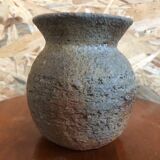 Ancien vase grès gris signé deco années 70 vintage