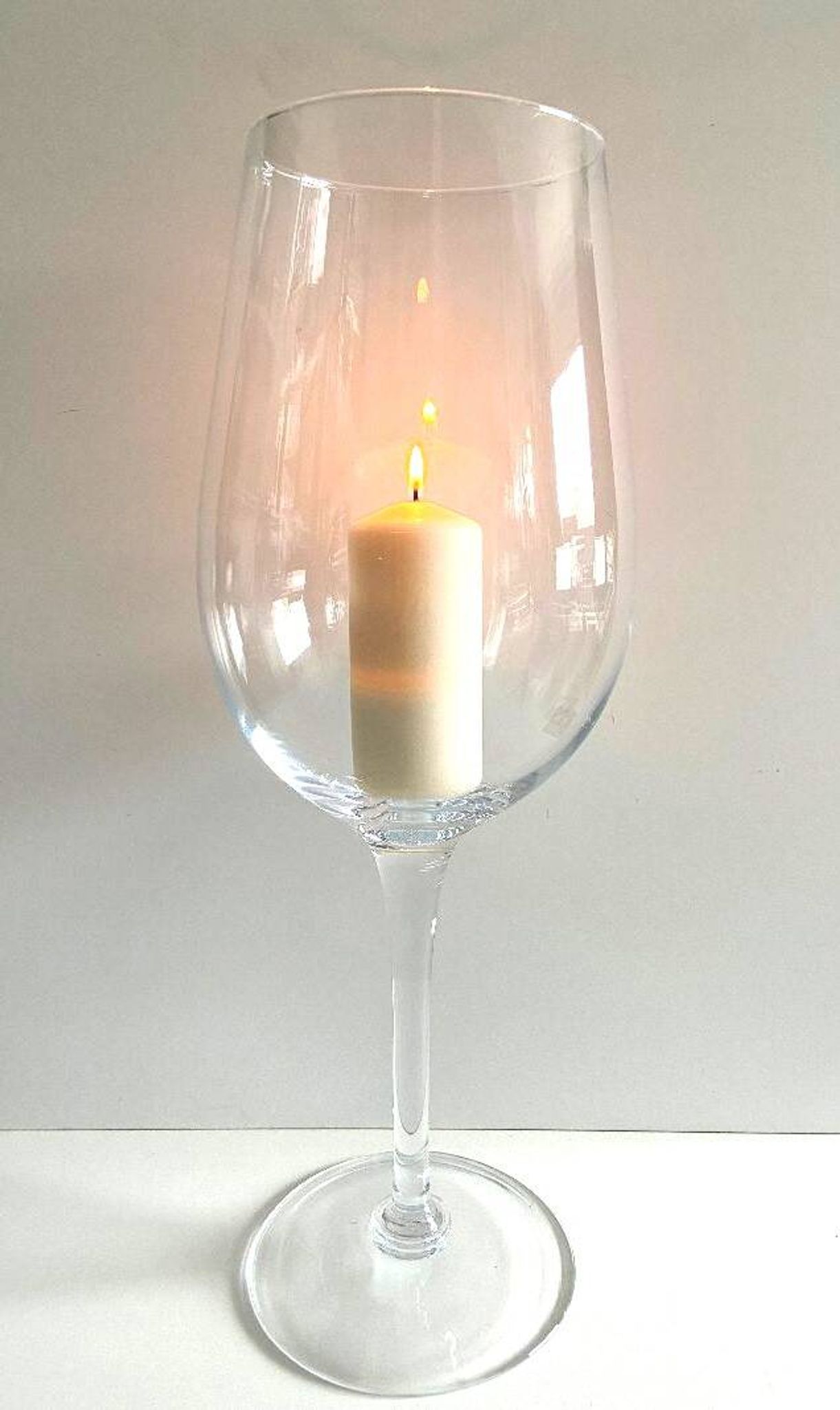 Large Tealight Candle Holder Vase on Stand Blown Crystal Glass Decorative Art