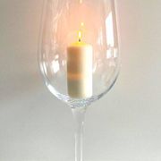 Large Tealight Candle Holder Vase on Stand Blown Crystal Glass Decorative Art