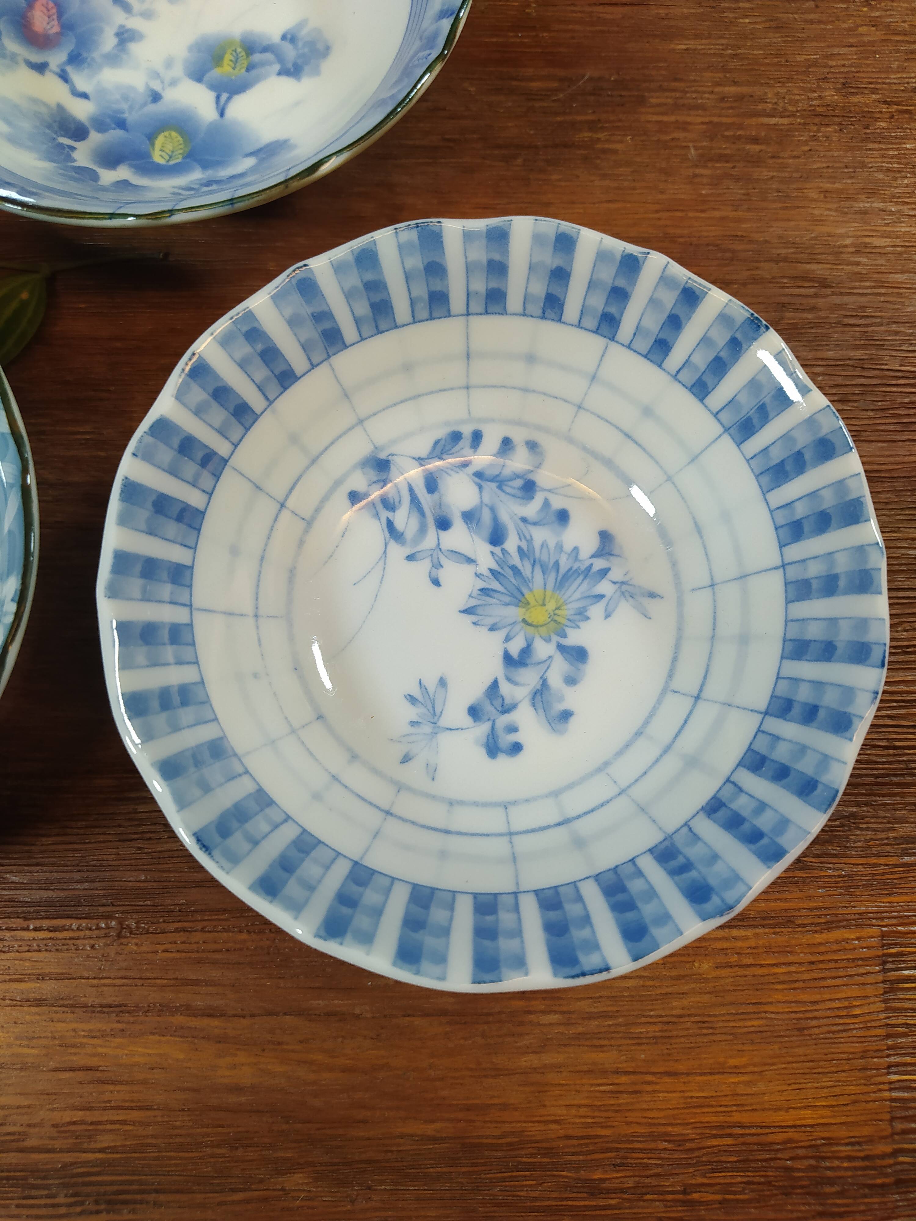 Trio of Ceramic Bowls with Japanese Patterns
