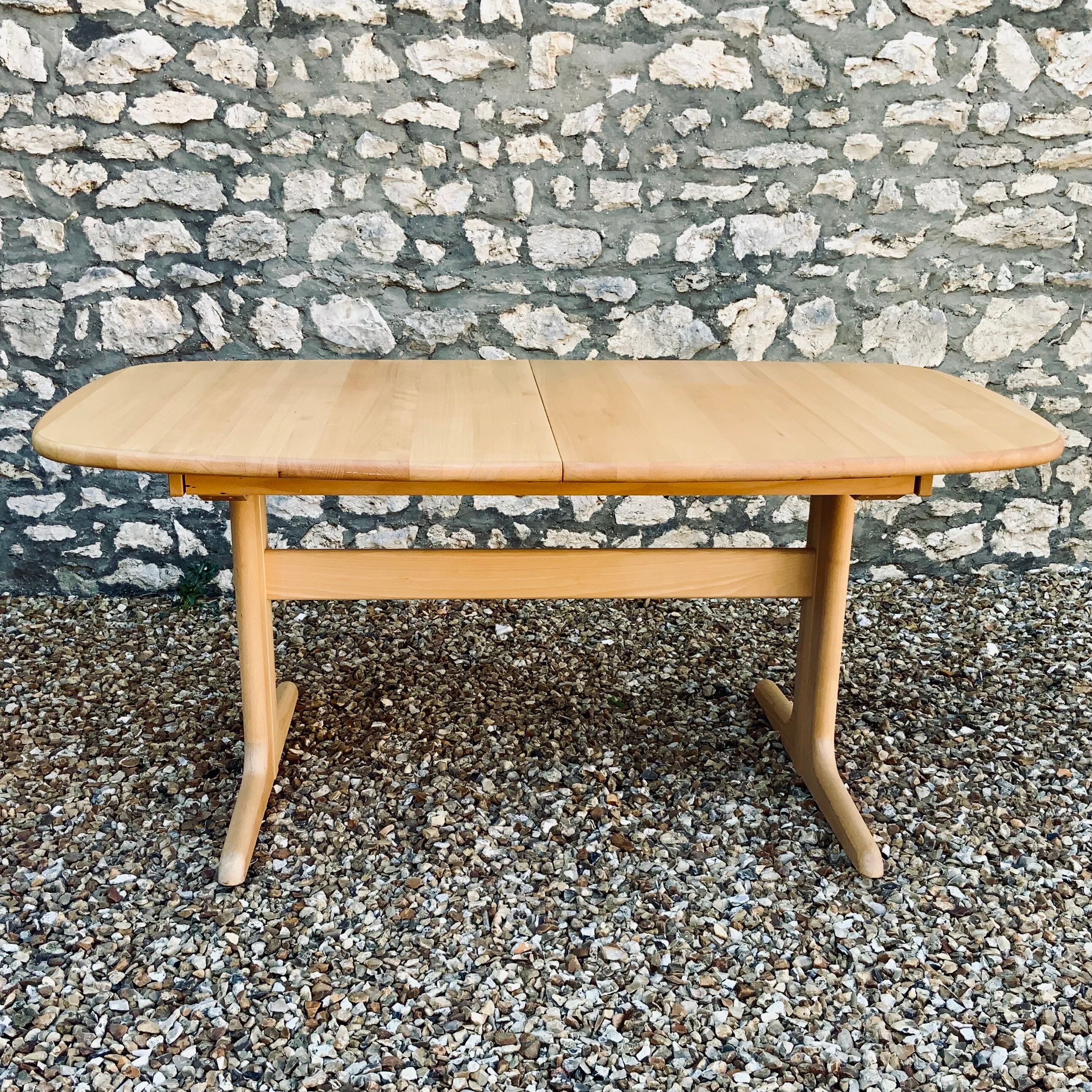 Scandinavian Design Extension Table 1960/70 In Solid Beech