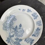 Cake dish, blue floral pattern, k & g luneville model Floreal, vintage and collector
