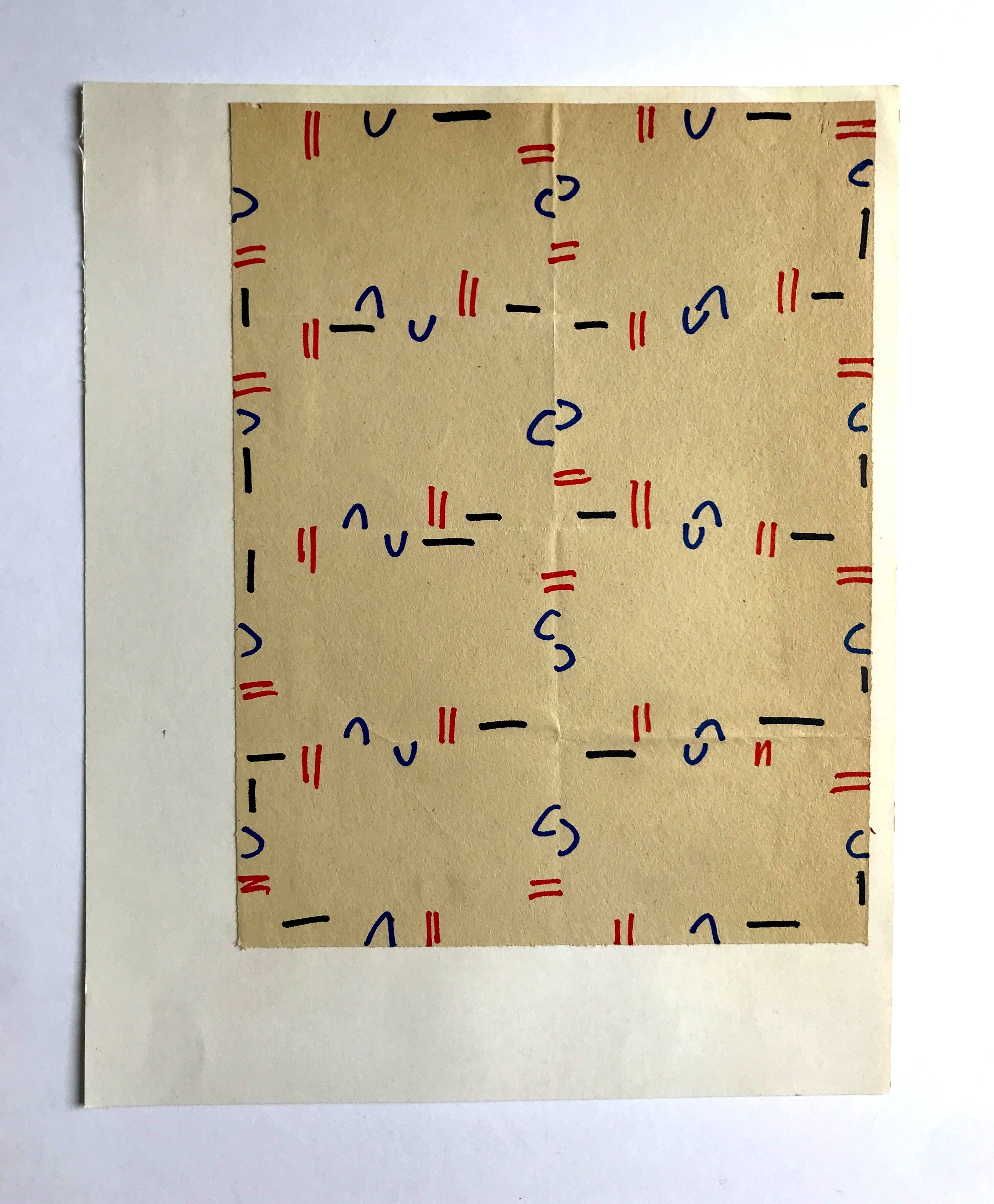 Elie dayan, untitled (abstract composition 2). felt pen on paper.