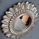 Carved wood sun mirror 40cm silver ep 1960