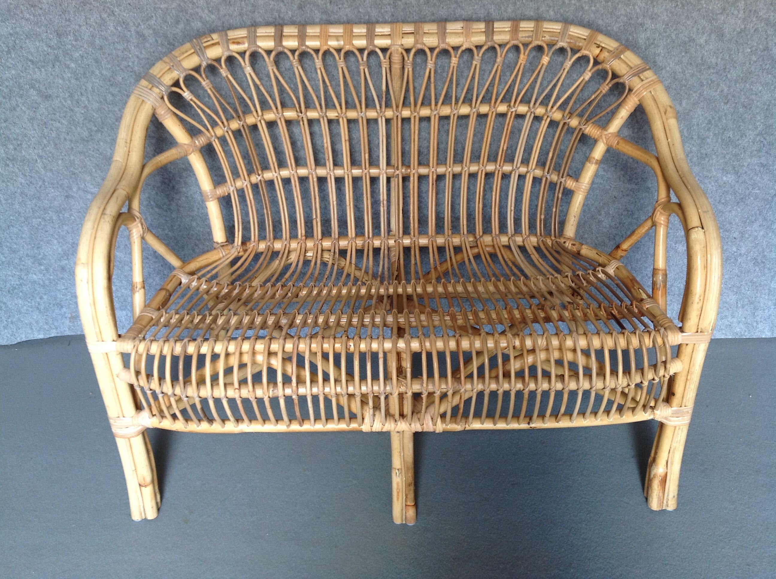 Banquette en rotin vintage