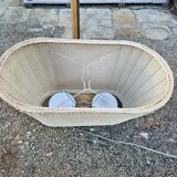 Scandinavian floor lamp in oak metal and fabrics from the 60s