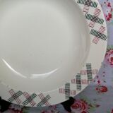 Plat creux style art deco formes géometriques vintage vert et rouge