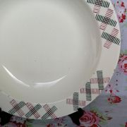 Plat creux style art deco formes géometriques vintage vert et rouge