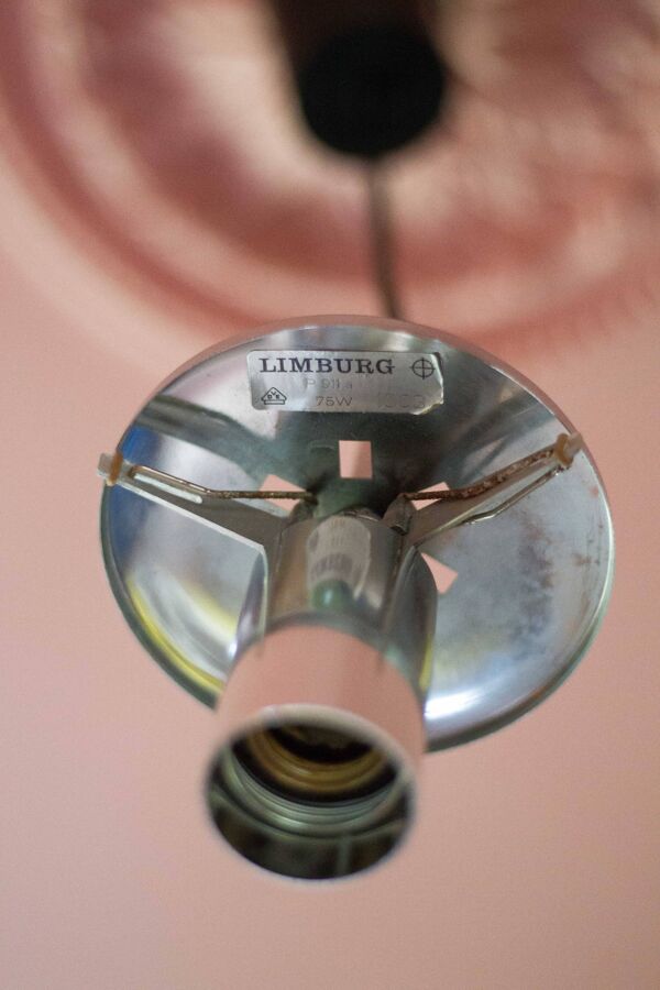 Suspension Glashütte Limburg vintage , boule verre bullé, lampe de plafond, lustre boule