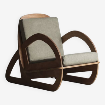 Lounge chair in birch plywood, Dutch design, 1980s