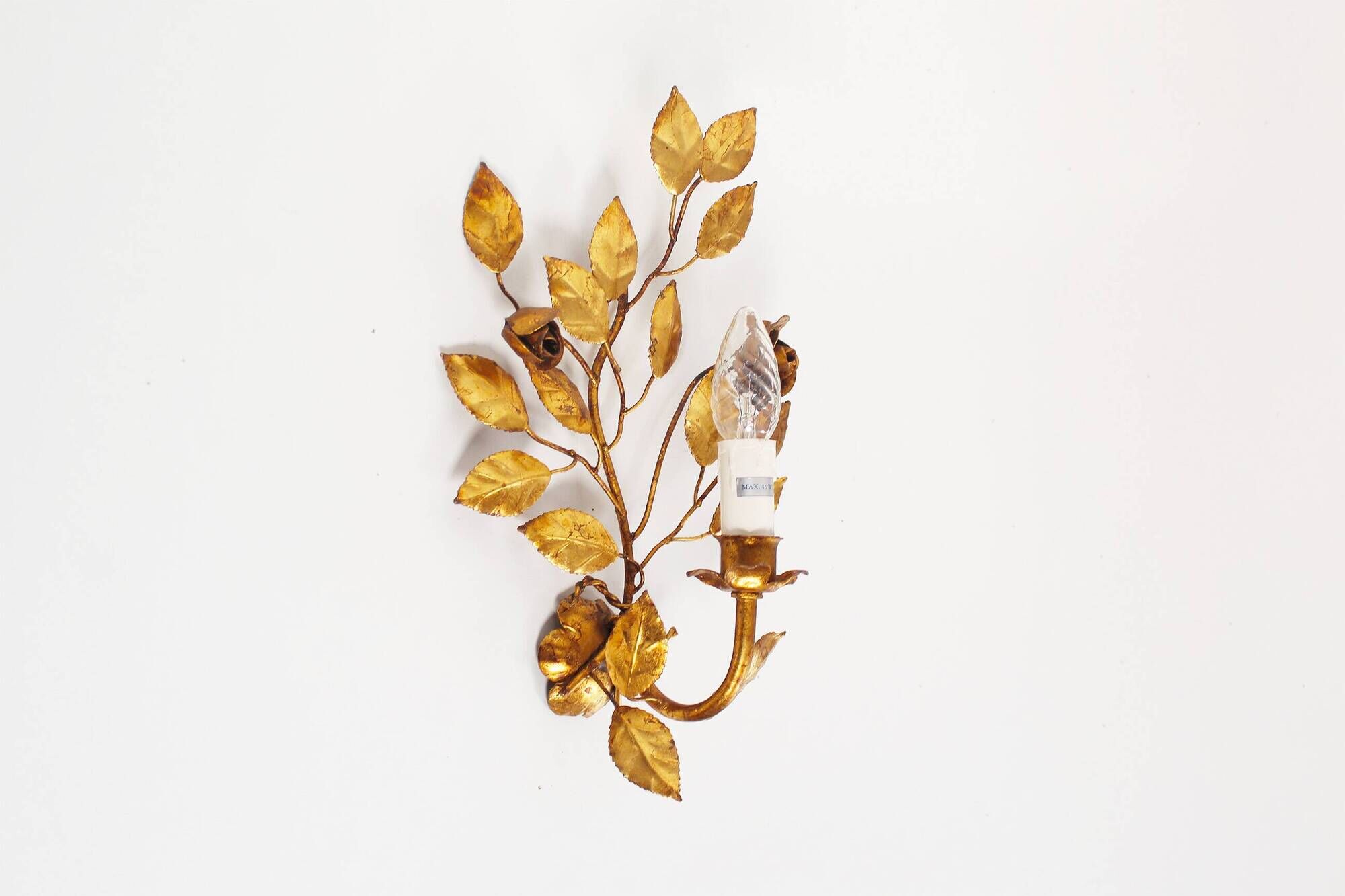 Antique Italian gilt rose wall lights by Hans Kogl