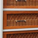 Scandinavian chest of drawers made of wood and rattan