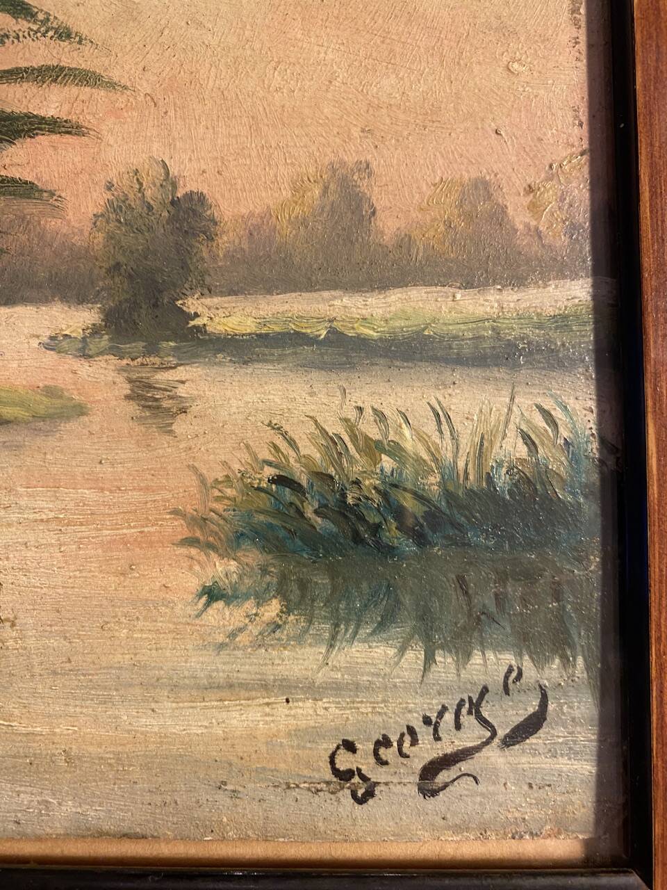 Old painting, orientalist landscape, signed George 20th century