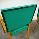 Pair of wood and vinyl armchairs