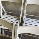 Extra folding chair / garden chair / vintage white lacquered solid wood office chair