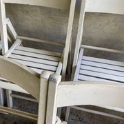 Extra folding chair / garden chair / vintage white lacquered solid wood office chair