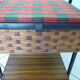 Vintage worker on wheels, rattan, fabric, skaÏ, metal with formica shelf