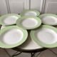 Lot de 6 assiettes creuses vert pastel nid d'abeille Moulin des Loups / L'Amandinoise années 50