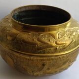 Large brass pot cover 29cm x 21cm vintage
