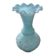 Fair Opaline Vase, Blue/Green, Decorated with Flowers and Foliage.