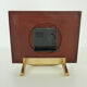 Table clock, pendulum, Bayard in leather covered brown and brass