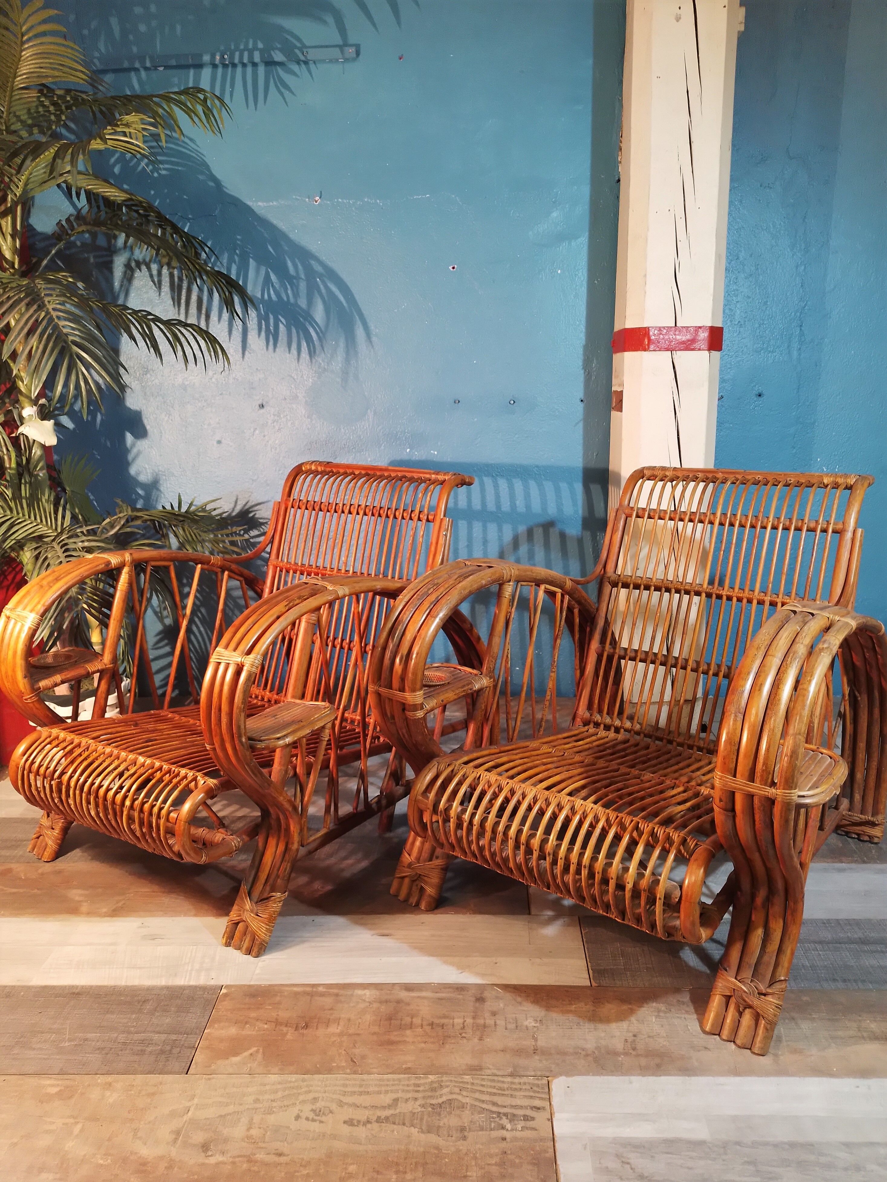 Bamboo armchairs Indochina 1940s