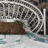Headboard 2 places rattan peacock