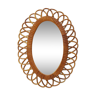 Rattan oval mirror
