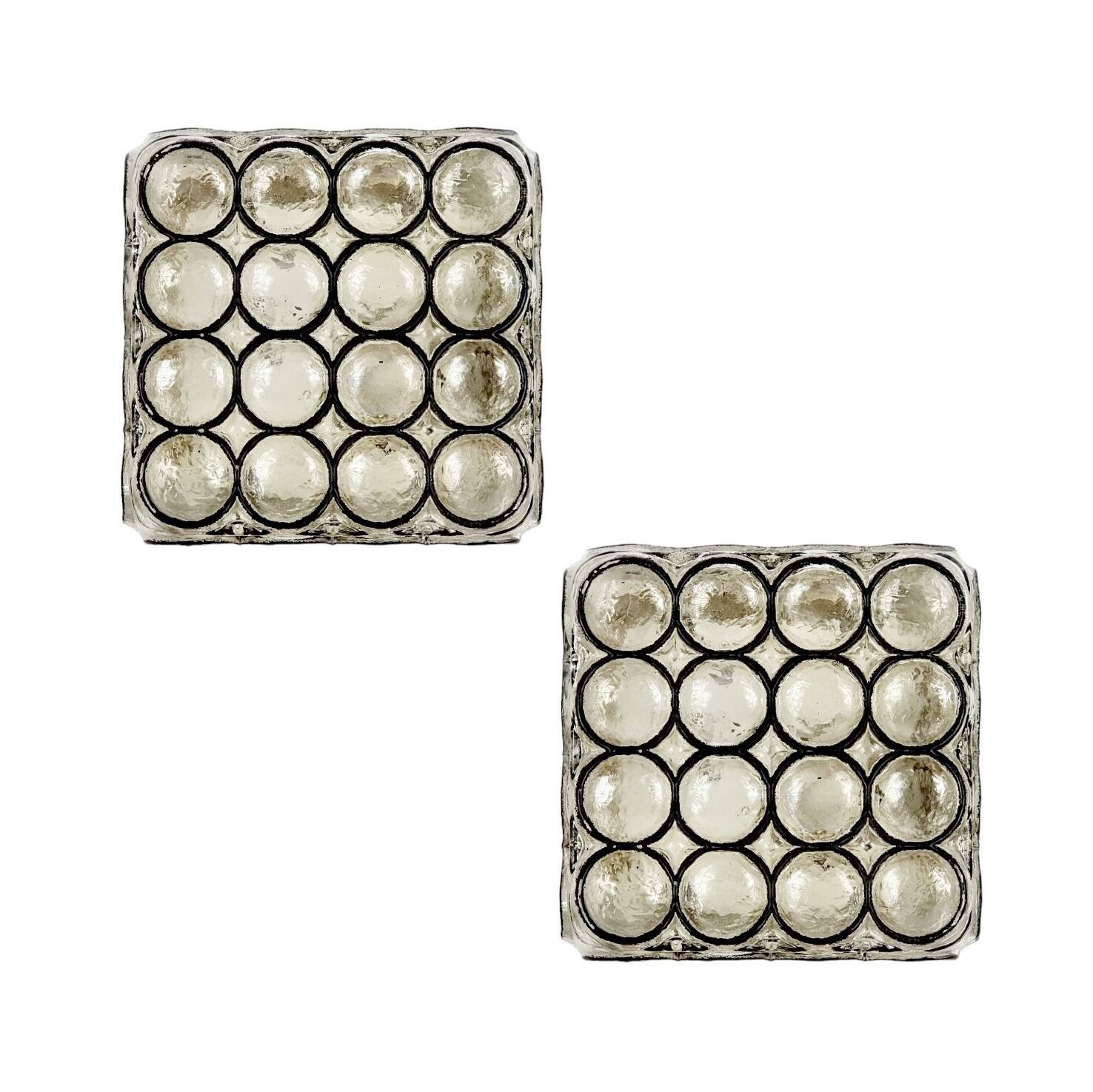 Pair of Mid-Century Glass Wall Lights/Sconces or Ceiling Lights from Limburg, Germany, 1960s