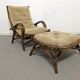 Living room in bamboo and rattan of the 60s/70s (4 armchairs 2 ottomans 1 coffee table + cushions)