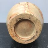 Vase Vallauris céramique beige décor fleurs ciselé vintage
