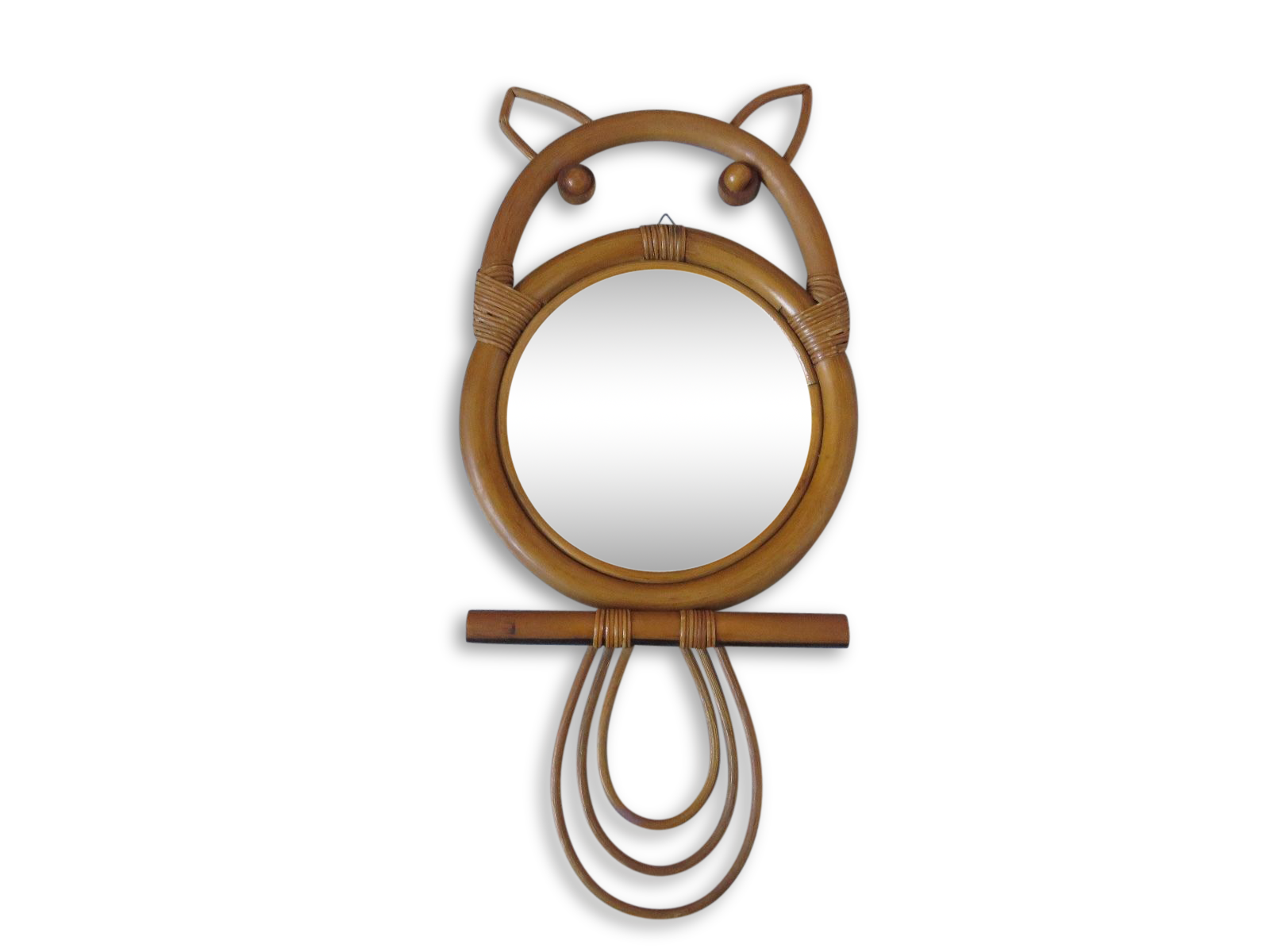 Mirror nice OWL rattan of the 60s 70s