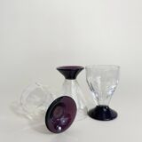 6 Faceted Aubergine Stemmed Glasses