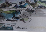 Peinture acrylique sur carton signée sigrid h eriks 2004 sous verre