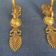 Pair of vintage brass and opaline wall lights