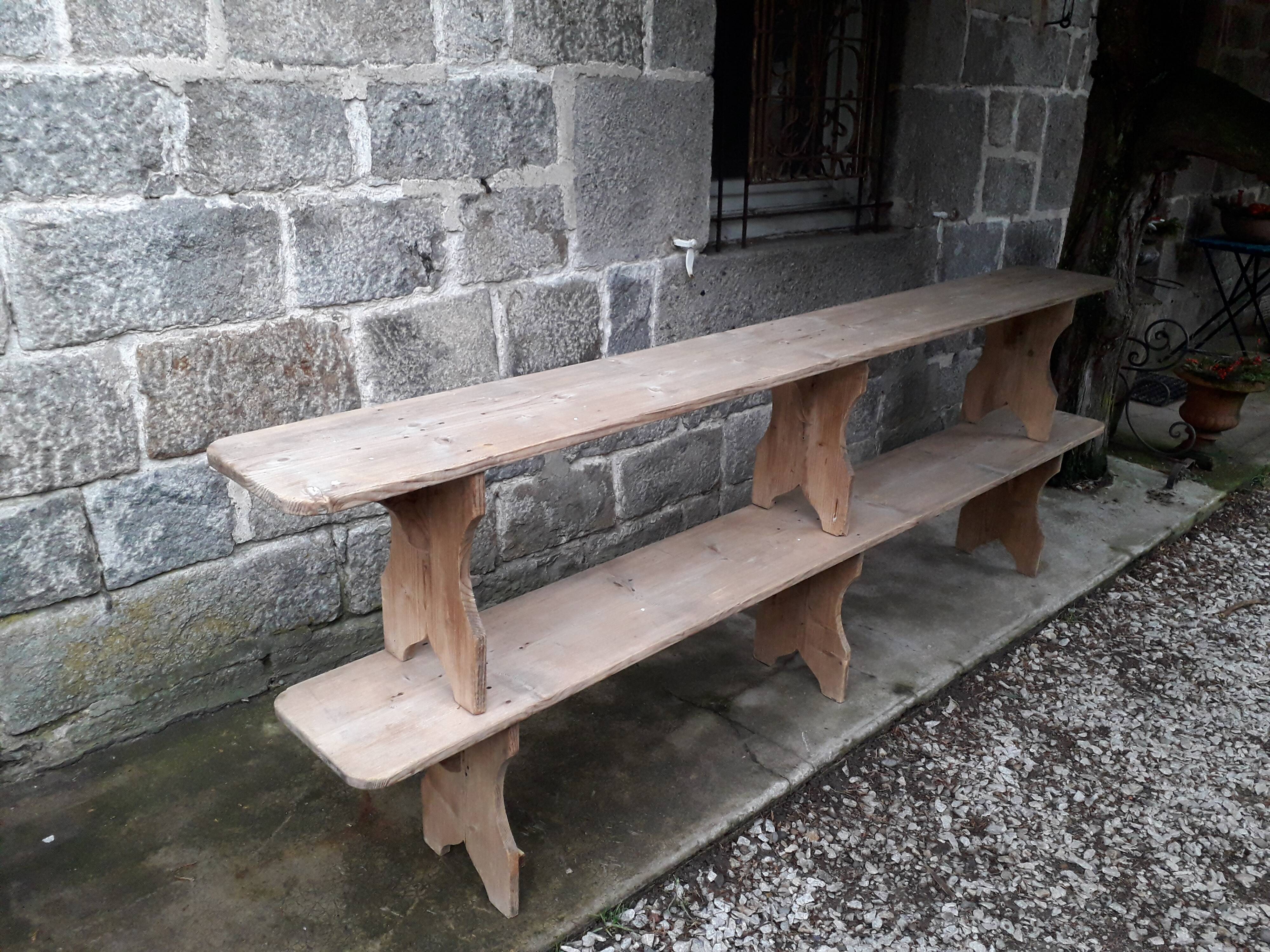 Pair of rustic benches 265 cm