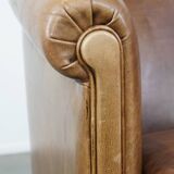 Cowhide Leather Club Chair in a Light Cognac Color