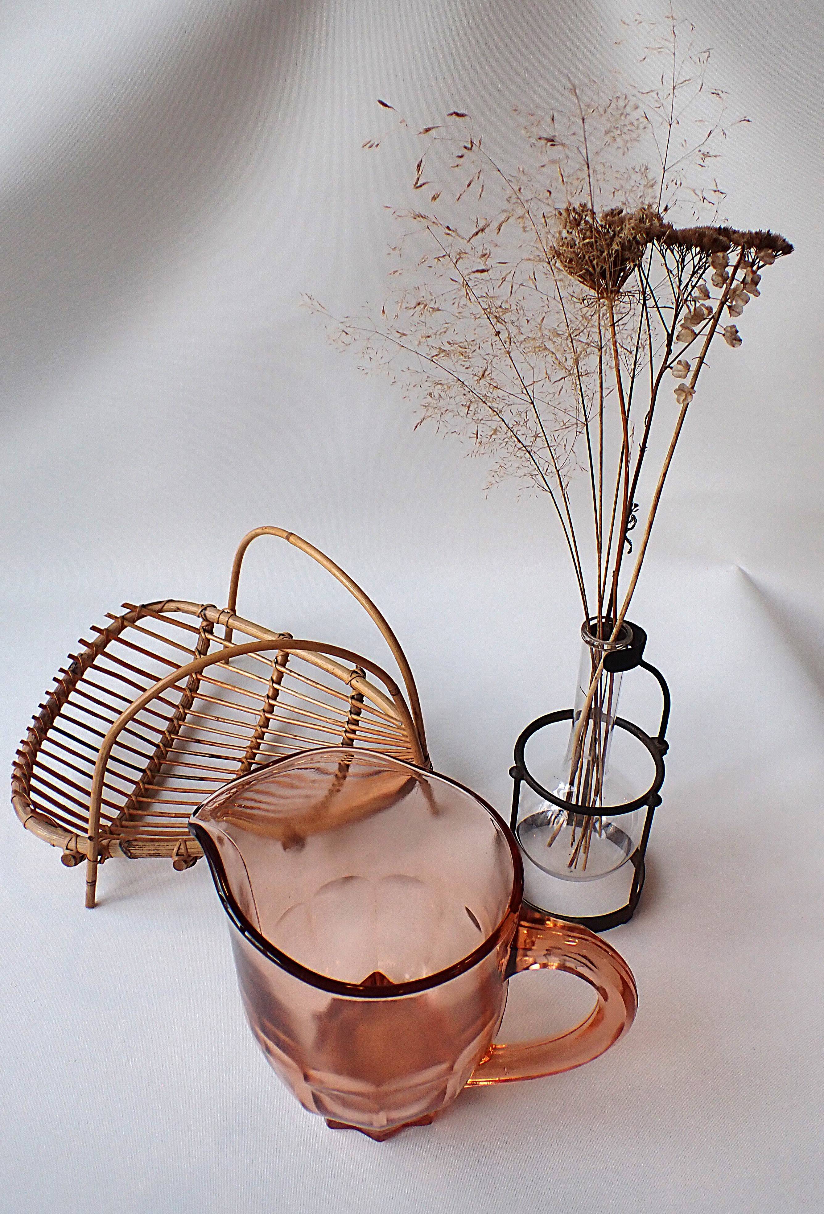 Rosaline glass pitcher - 1950s - Made in France