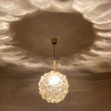 Vintage Limburg pendant lamp, Bubble Glass & Brass, 60s