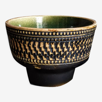 Cache-pot céramique aux scarifications vintage années 50