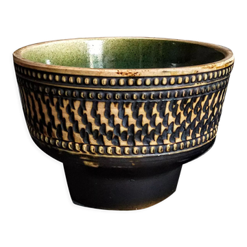 Cache-pot céramique aux scarifications vintage années 50