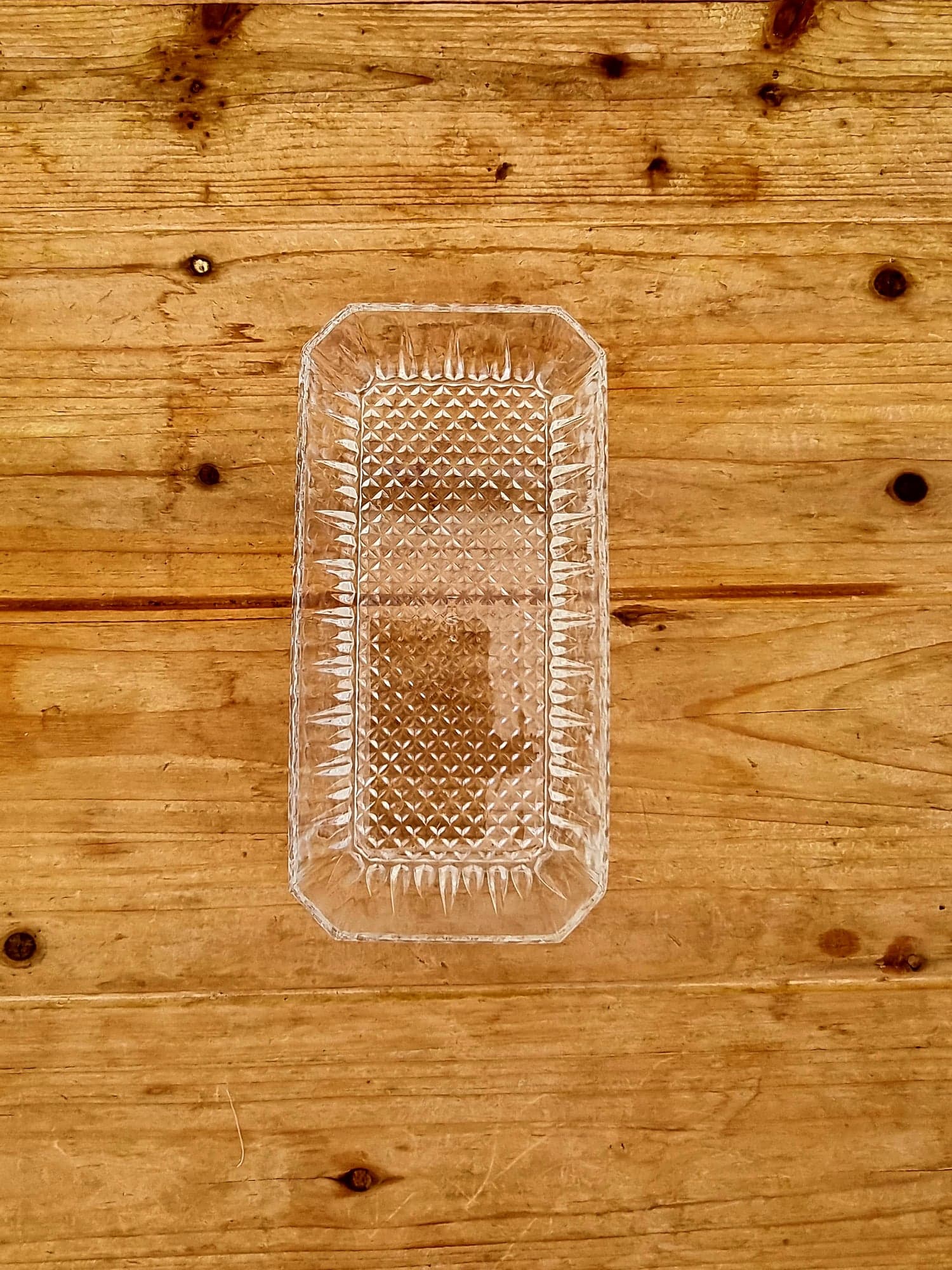 Vintage rectangular glass tidy