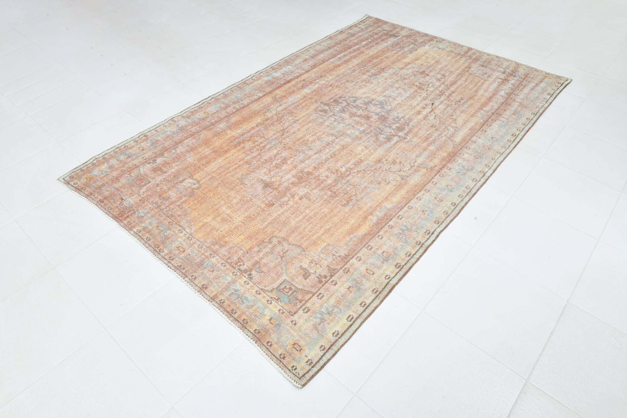 5x9 Peach & Blush Pink Oushak Vintage Rug, 164x267 Cm