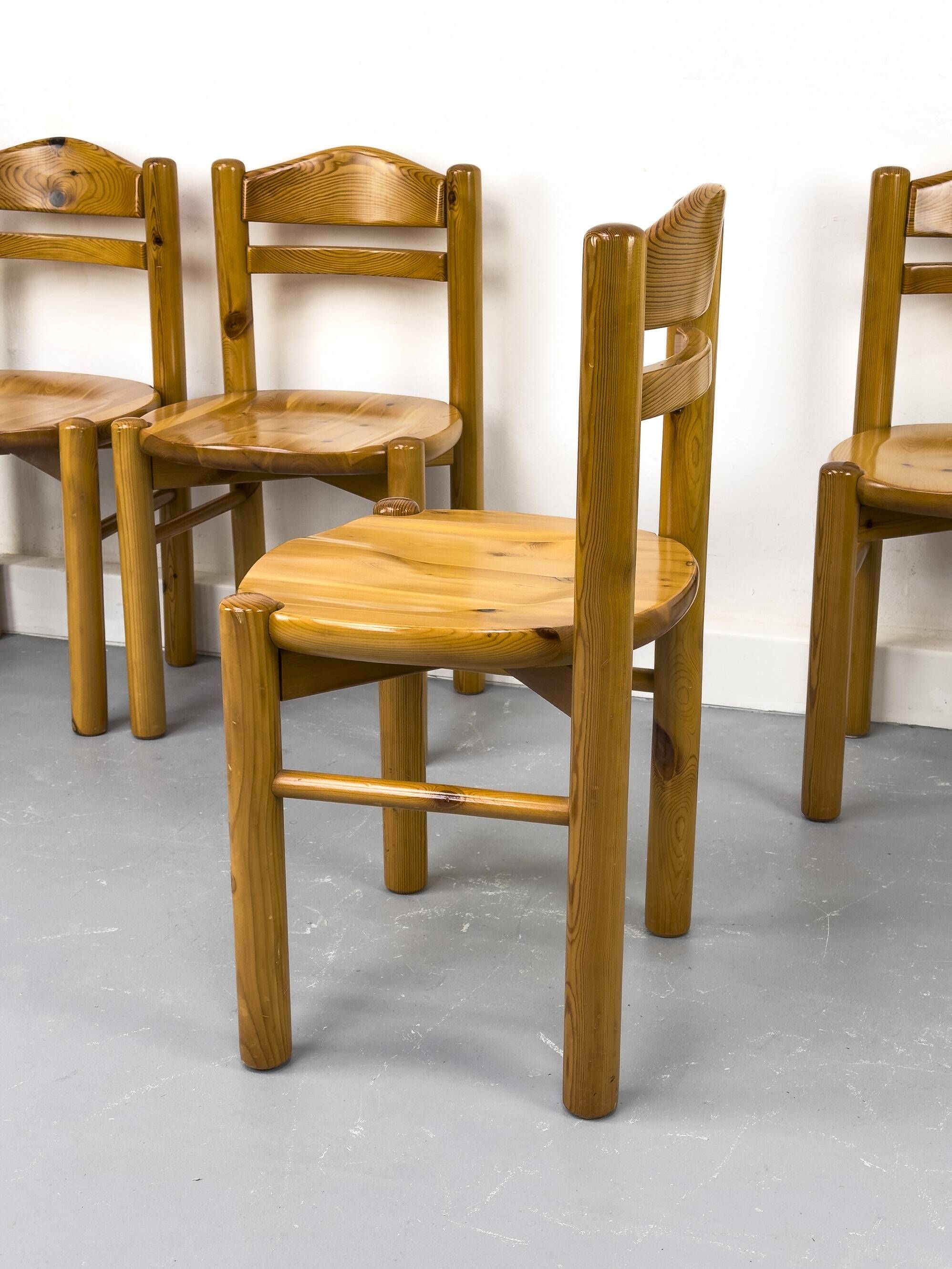 Pine dining chairs in the style of Rainer Daumiller, 1970s, set of 6.