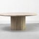Table basse circulaire vintage en travertin, années 1970