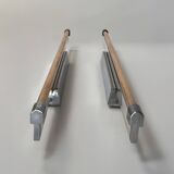 Pair of XL vintage wall lights, chrome metal and transparent ABS, Italy, 1980.