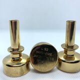 Set of 3 vintage Scandinavian candlesticks in brass L92 by Hans-Agne Jakobsson 1960.