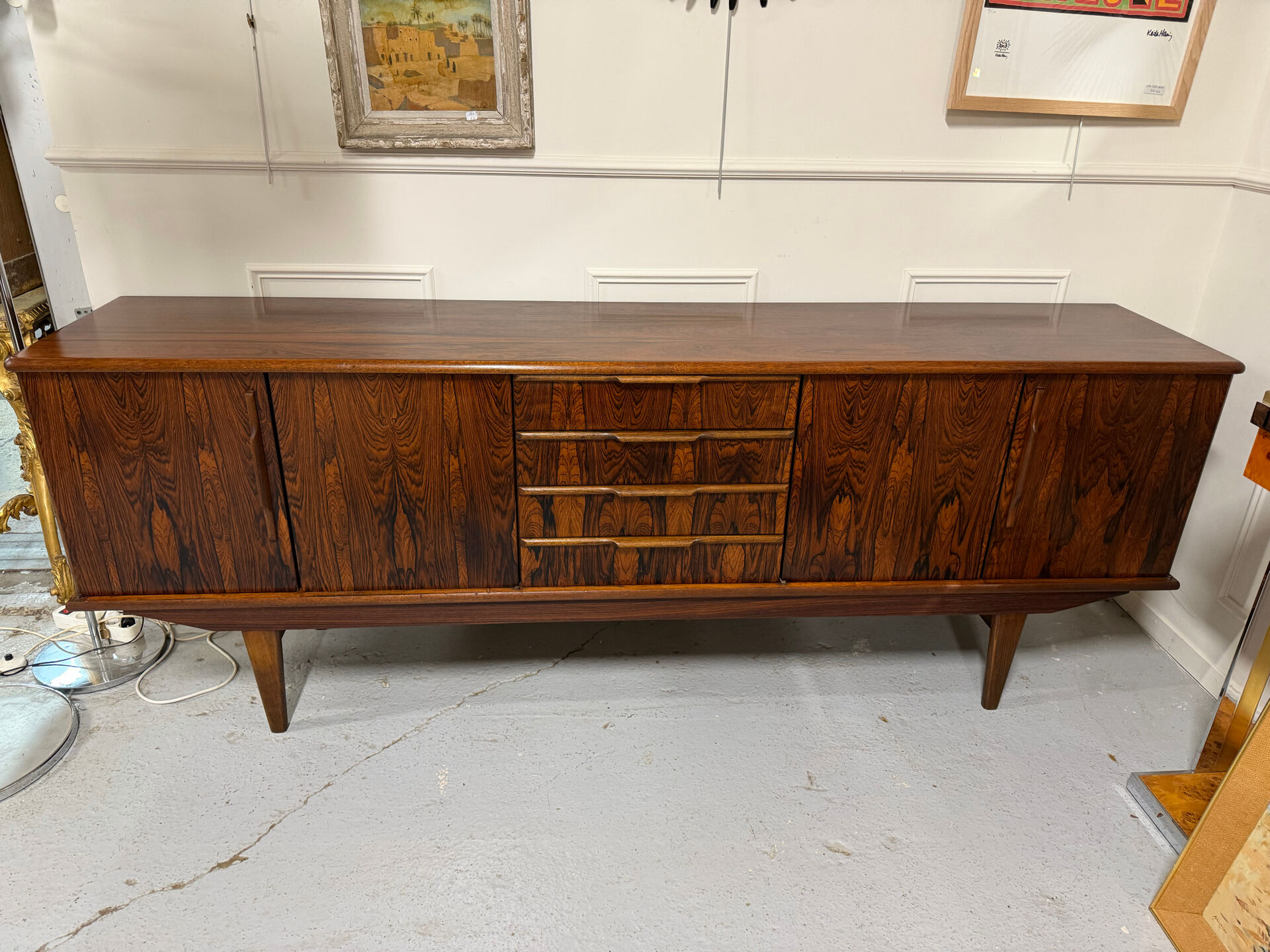 Scandinavian enfilade in rio palisander circa 1960 230 cm