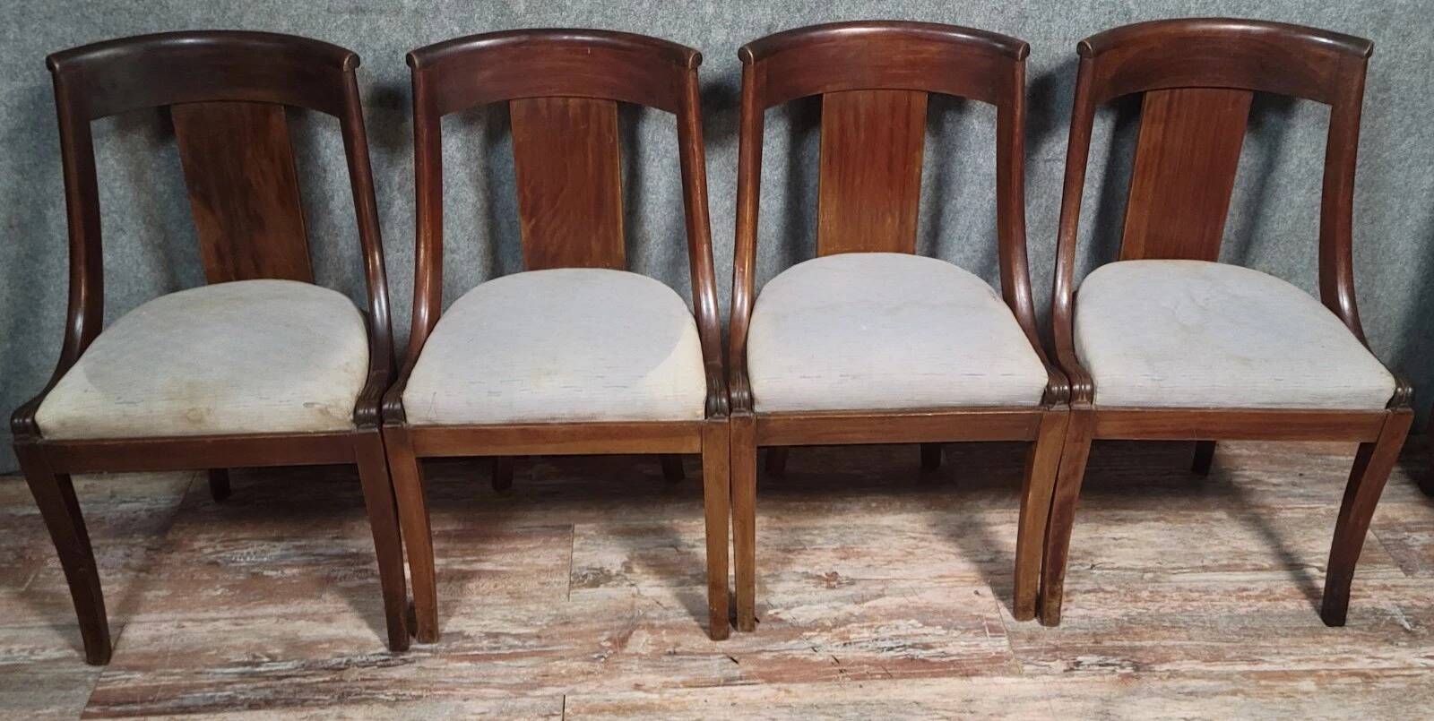 Set of 4 Empire style mahogany gondola chairs, 19th century