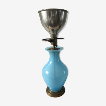 Large blue opaline lamp